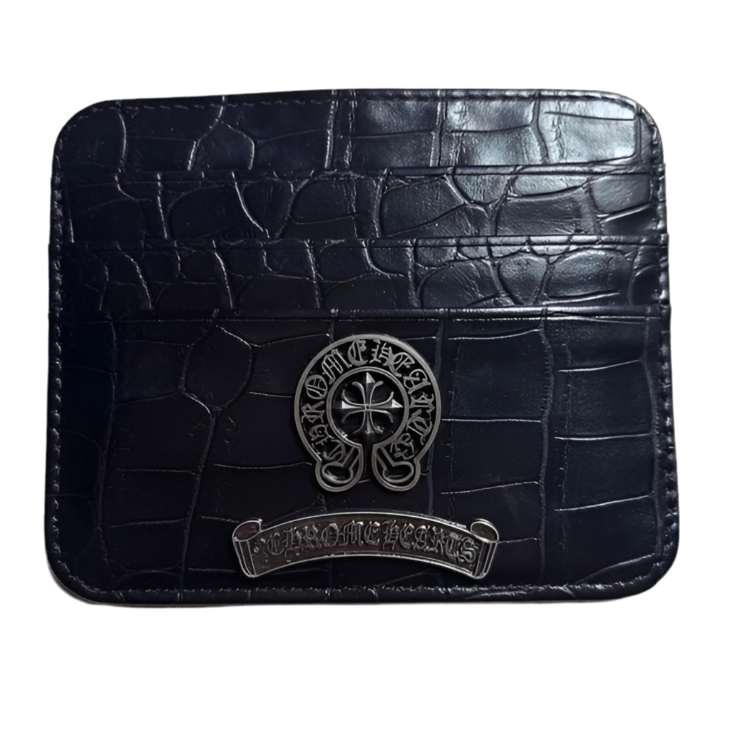 Chrome Croco Card Holder