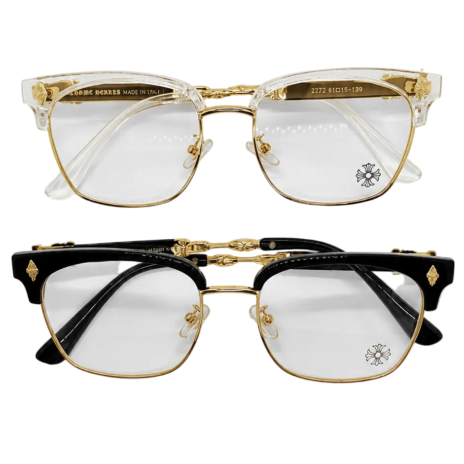 CHROME GLASSSES - semi rimless gold