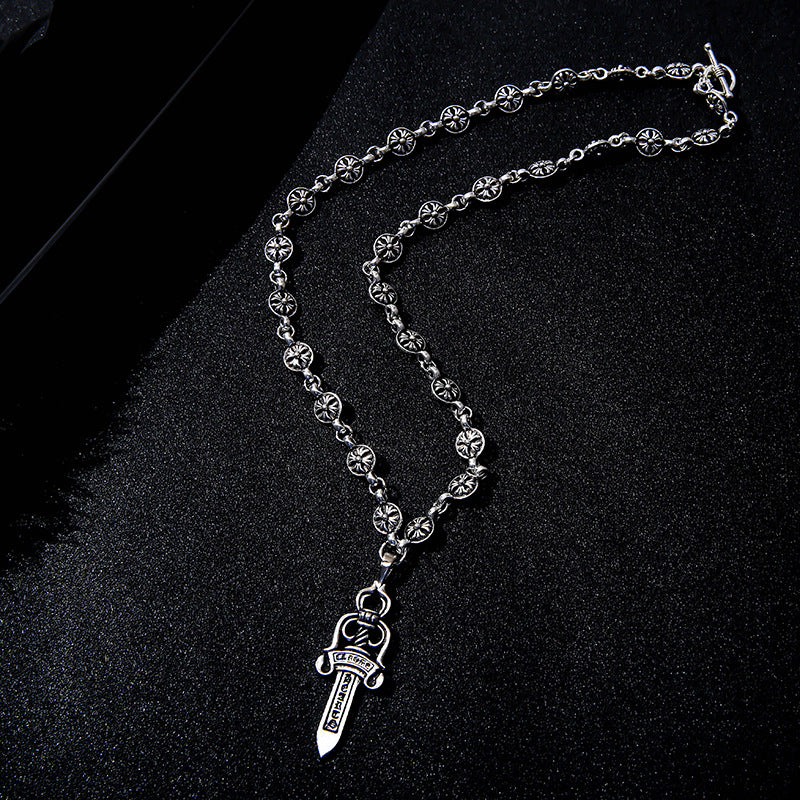 Chrome Hearts Cross Dagger Rosary Necklace ( 60 cm )
