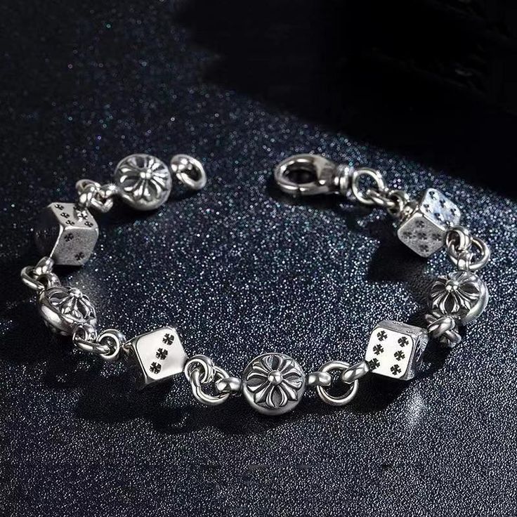 Chrome Dice Flower Bracelet