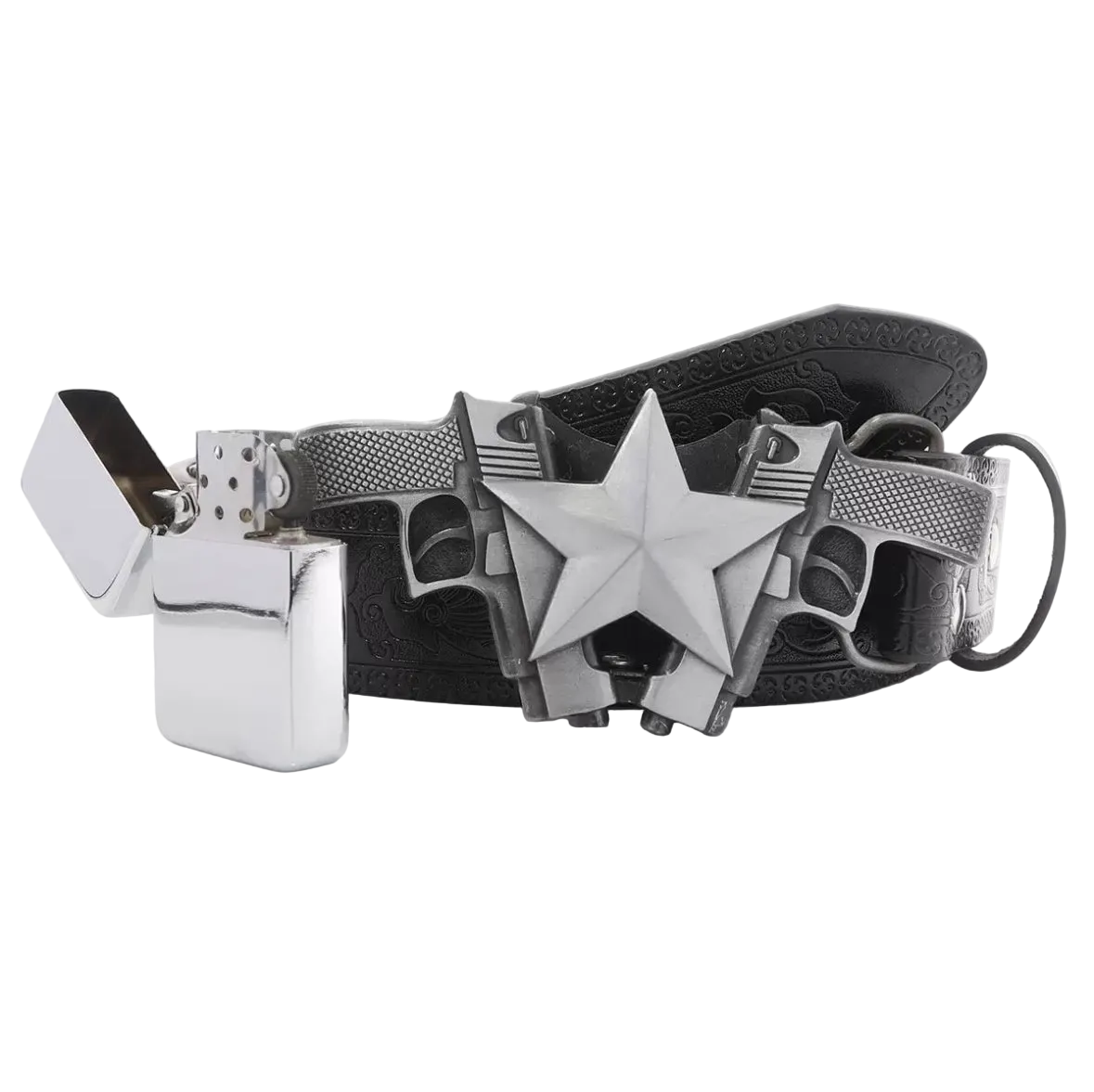 Gun Buckle Lighter Belt