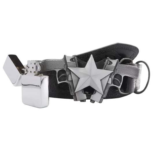 Gun Buckle Lighter Belt