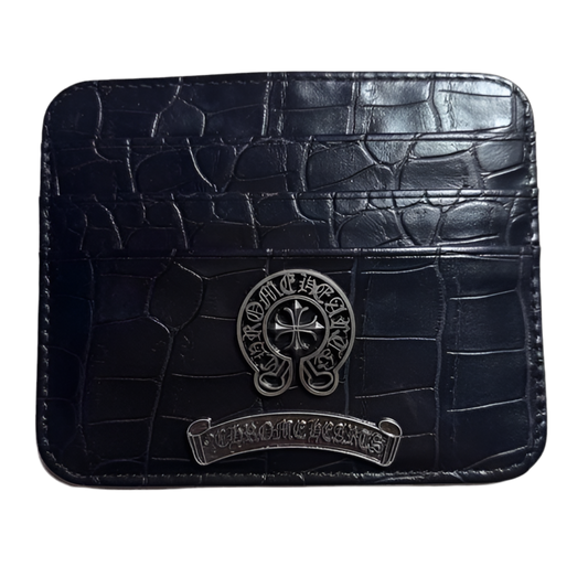 Chrome Croco Card Holder