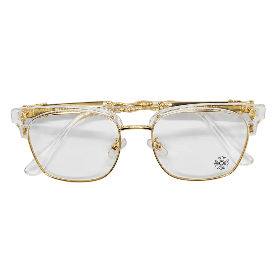 CHROME GLASSSES - semi rimless gold