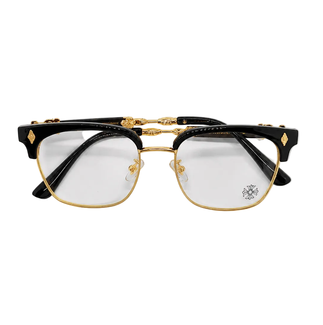 CHROME GLASSSES - semi rimless gold