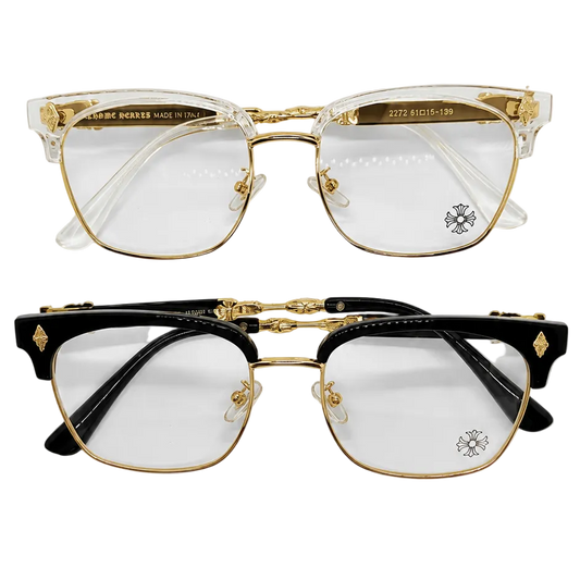 CHROME GLASSSES - semi rimless gold