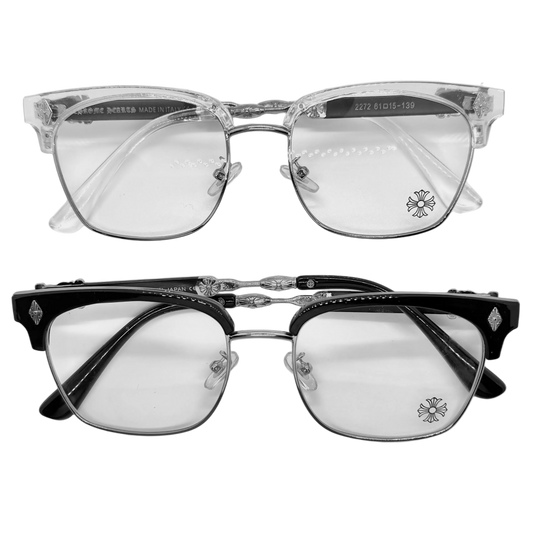 CHROME GLASSSES - semi rimless