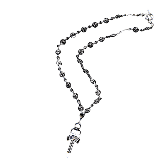 Chrome Hearts Cross Dagger Rosary Necklace ( 60 cm )