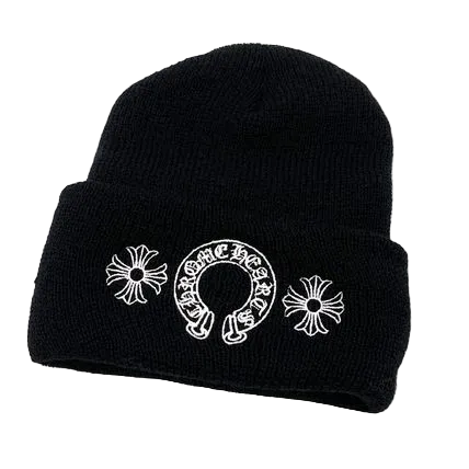 Black Knit Beanie – Gothic Cross Style